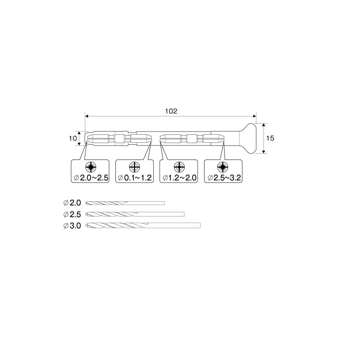 アネックス(ANEX) 強力ピンバイス 収納式 0.1~3.2mm 12本組 No.98-ST