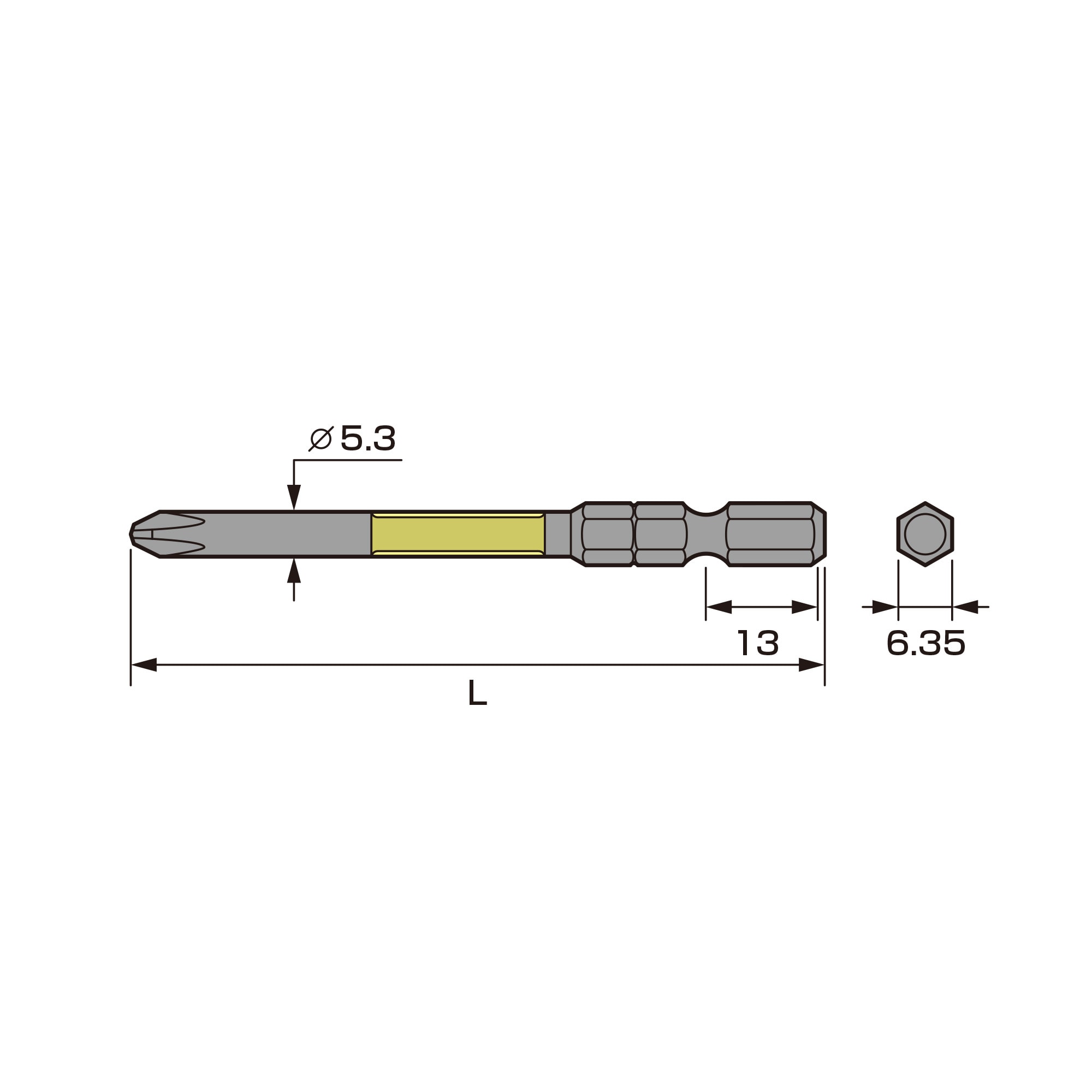 黒龍靭ビット 段付タイプ 5本組 ＋2×120 | ANEXブランドのドライバー・工具メーカー（株）兼古製作所