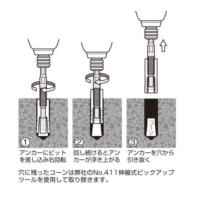 アンカー抜きビット M10mm×40アンカー用 ANEXブランドのドライバー・工具メーカー アネックスツール（株）