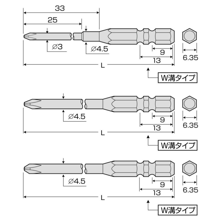 ハイパービット 段付W溝タイプ 5本組 | ANEXブランドのドライバー・工具メーカー（株）兼古製作所